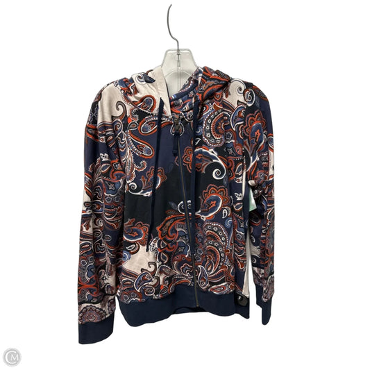 Sweatshirt Hoodie By Johnny Was In Blue & White, Size: L