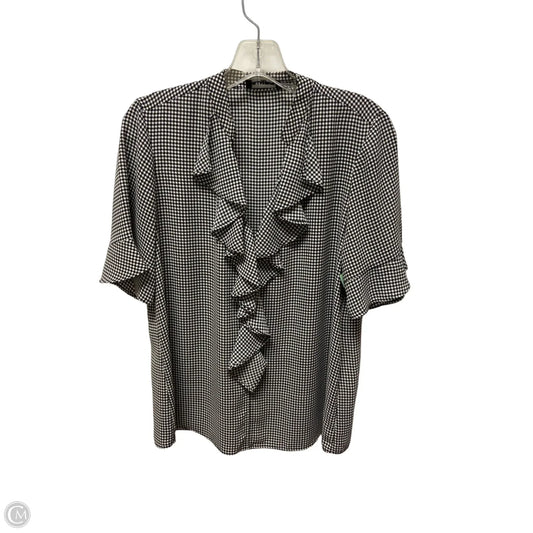 Top Short Sleeve Designer By Karl Lagerfeld In Black & White, Size: M