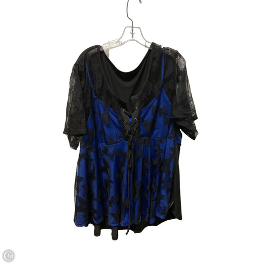 Top Short Sleeve By Clothes Mentor In Black & Blue, Size: 4x
