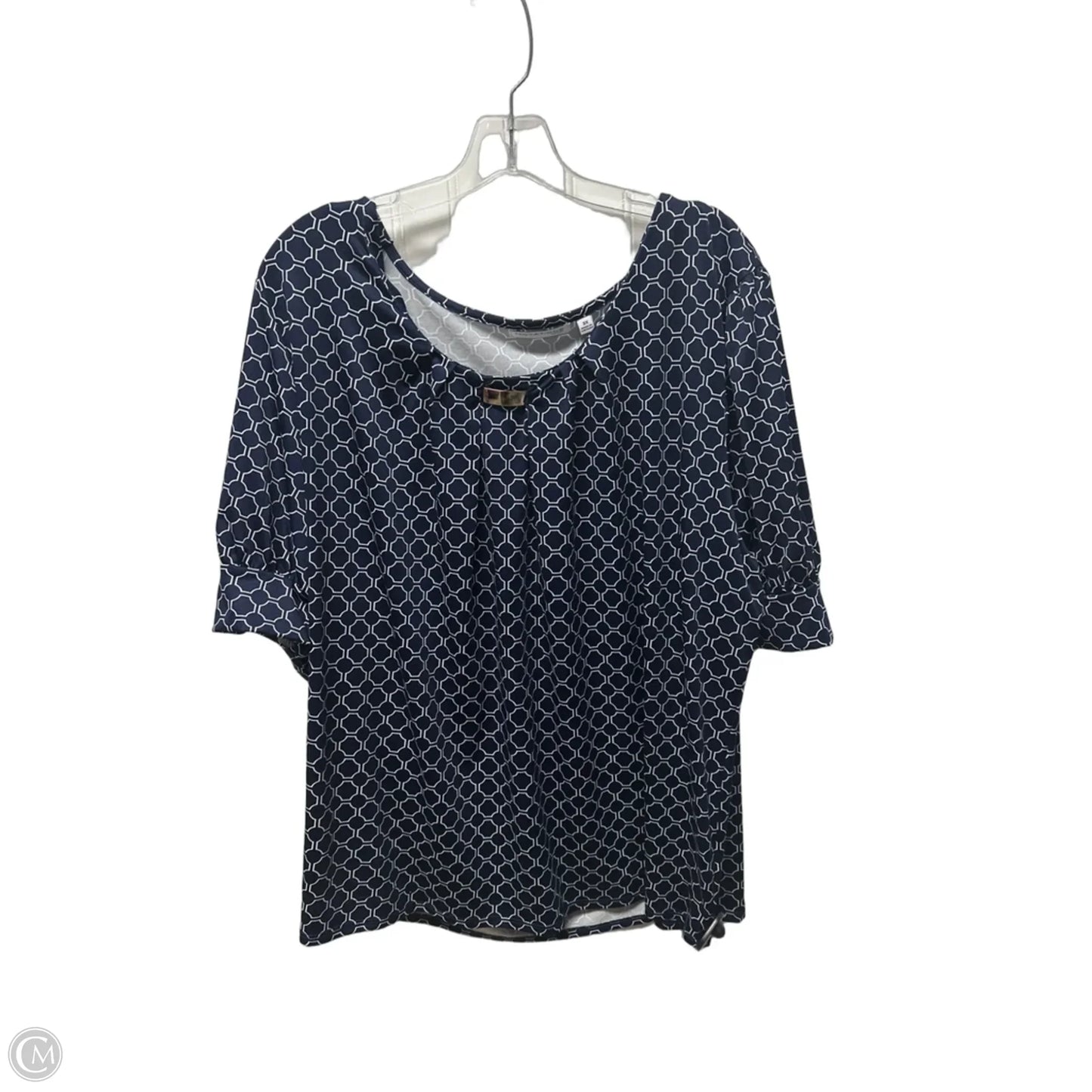 Top Short Sleeve By Notations In Blue & White, Size: 3x