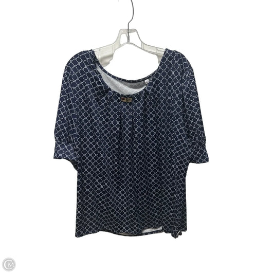 Top Short Sleeve By Notations In Blue & White, Size: 3x