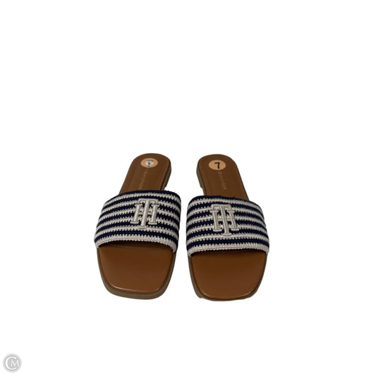 Sandals Flats By Tommy Hilfiger In Striped Pattern, Size: 7