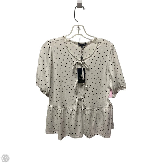Top Short Sleeve By Adrianna Papell In Polkadot Pattern, Size: M