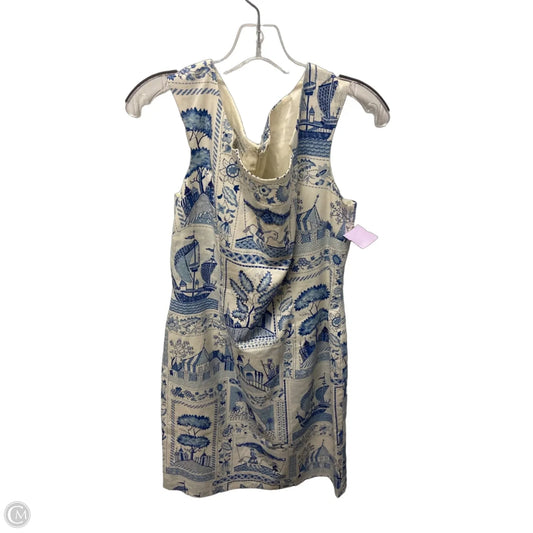 Dress Work By Maggy London In Blue & White, Size: L