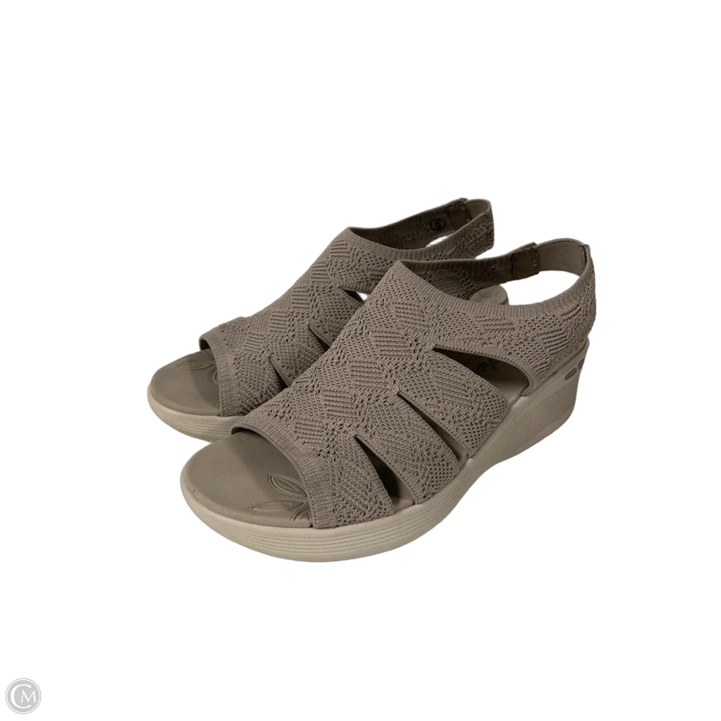 Sandals Heels Wedge By Skechers In Taupe, Size: 6