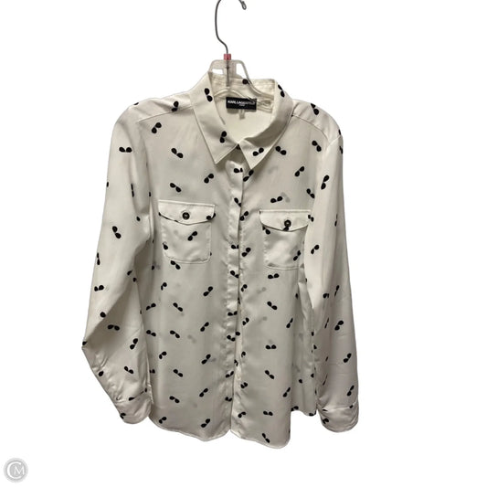 Top Long Sleeve Designer By Karl Lagerfeld In Black & White, Size: M