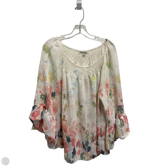 Top Long Sleeve By Zac And Rachel In Floral Print, Size: 1x
