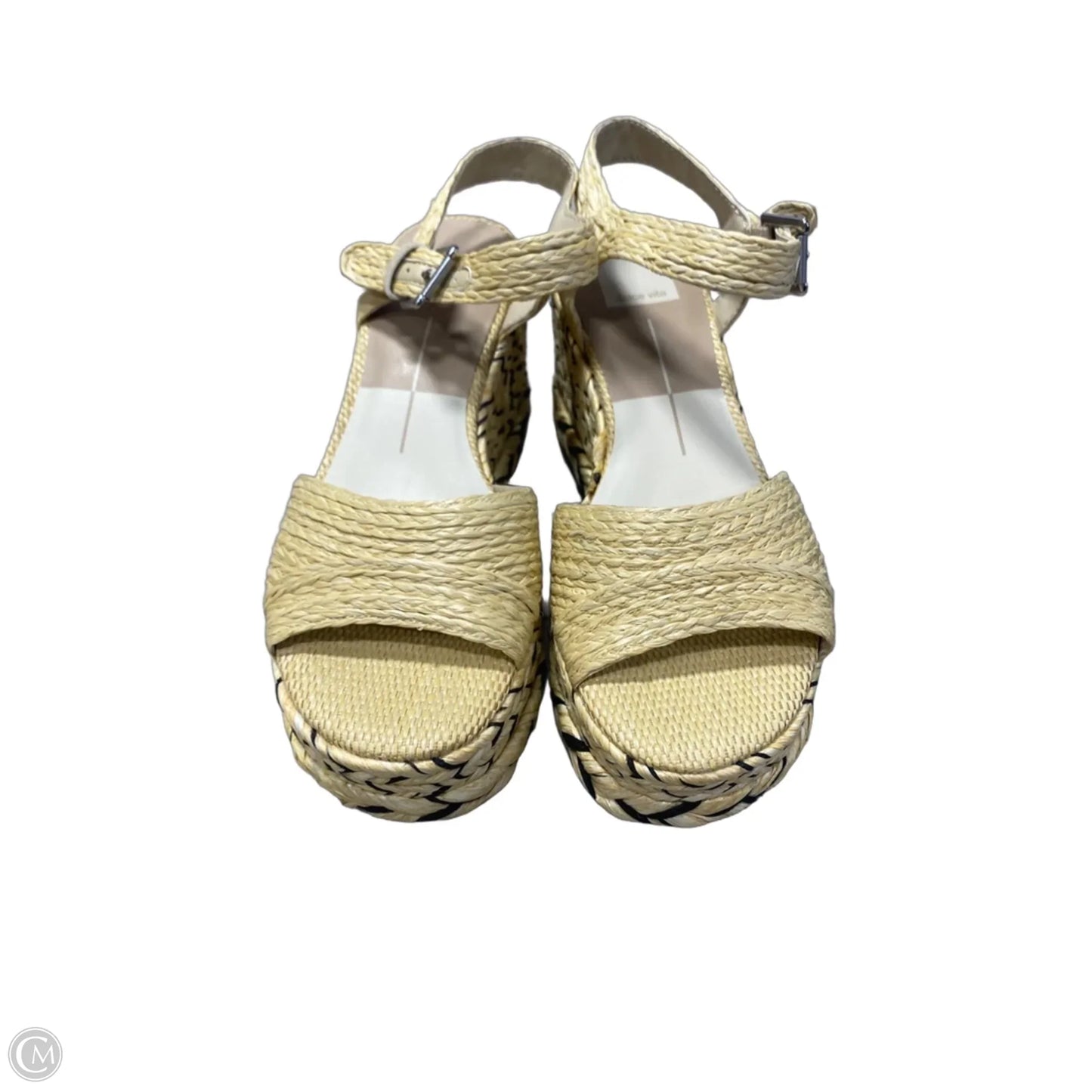 Sandals Heels Wedge By Dolce Vita In Black & Cream, Size: 7.5