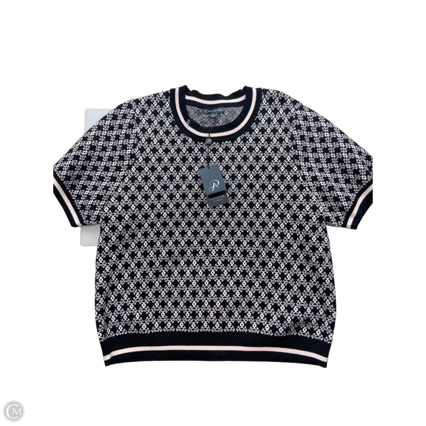 Sweater Short Sleeve By Adrianna Papell In Black, Size: Xl