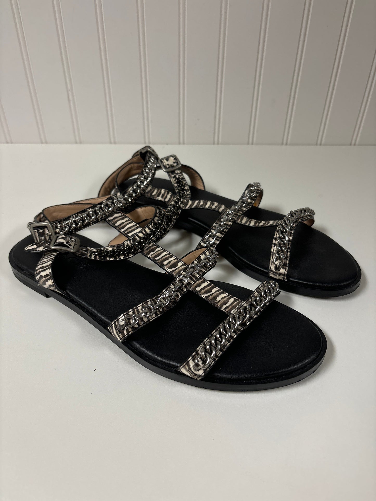 Black & White Sandals Designer Coach, Size 9.5