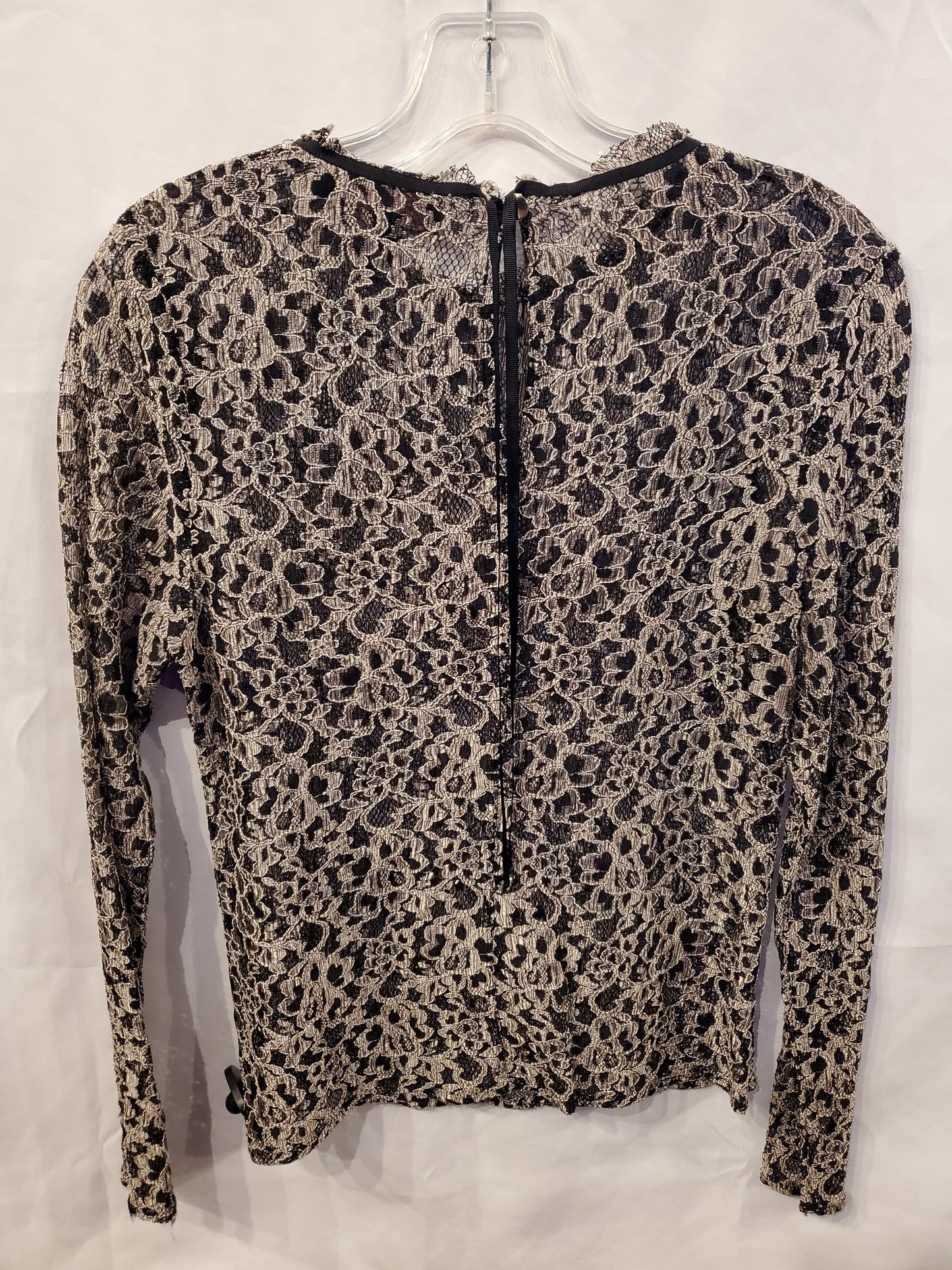 Black & Brown Top Long Sleeve Designer Ted Baker, Size Xs