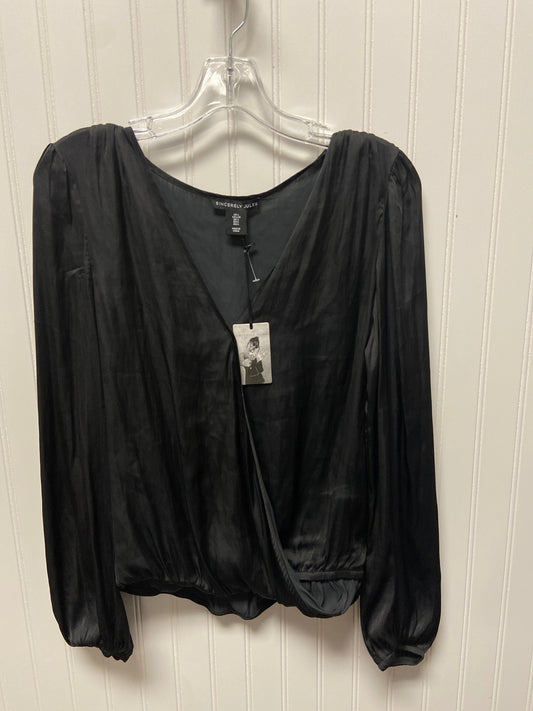 Black Blouse Long Sleeve Clothes Mentor, Size L