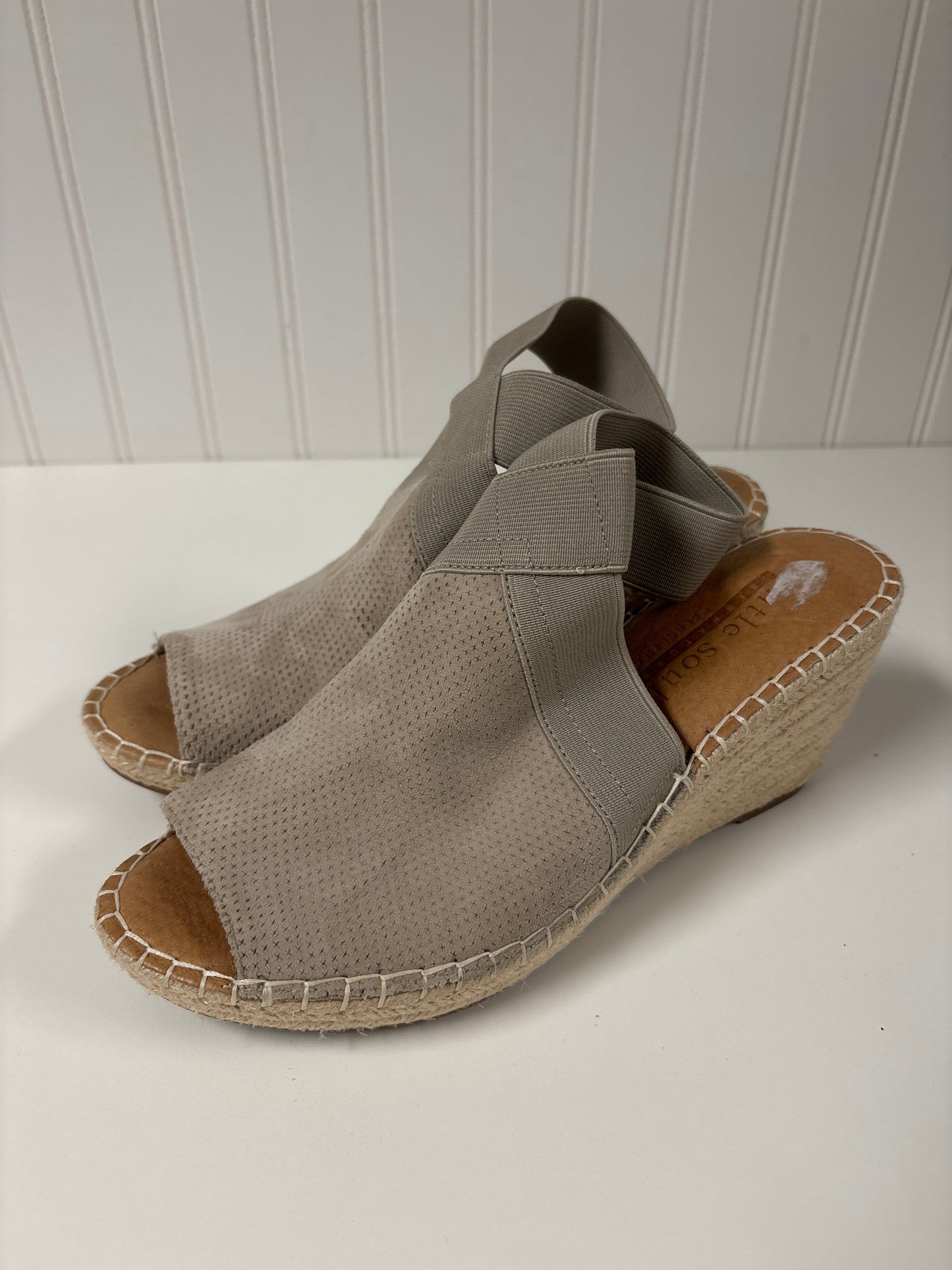 Taupe Sandals Heels Wedge Gentle Souls, Size 8