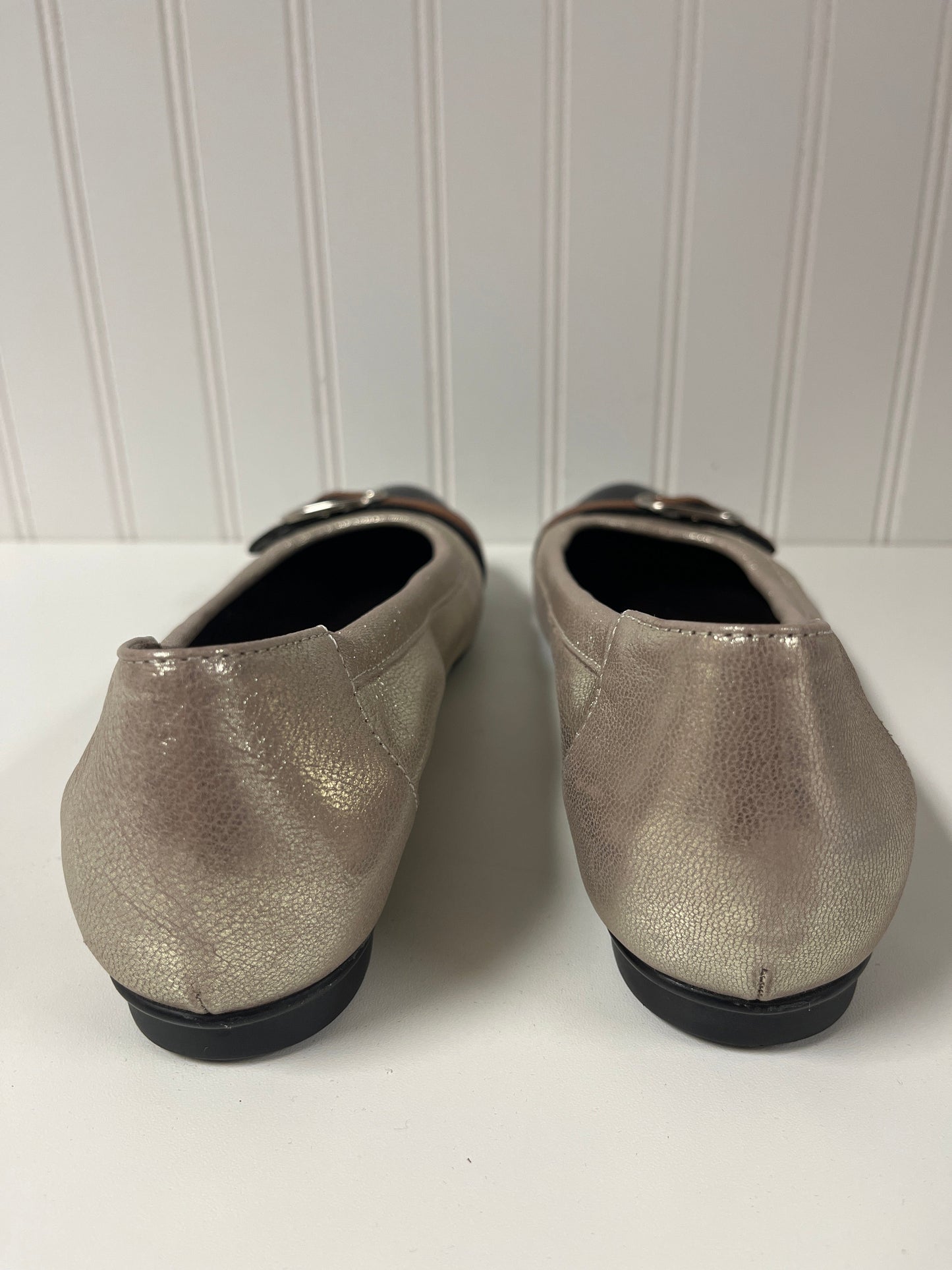Black & Gold Shoes Flats Agl, Size 10