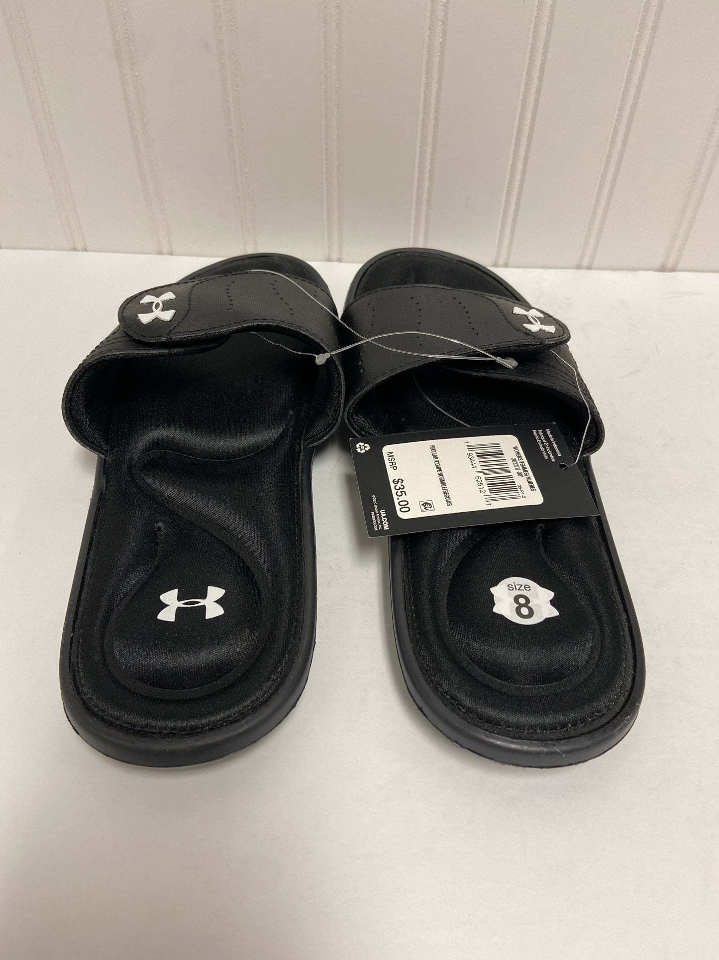 Black Sandals Flats Under Armour, Size 8