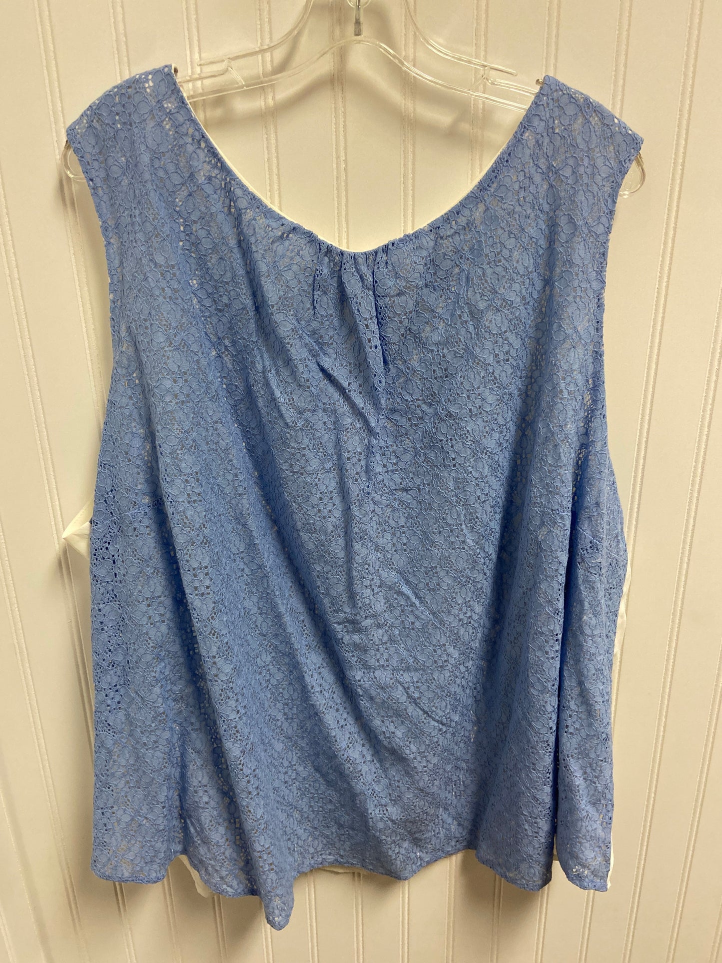 Top Sleeveless By Limited In Blue & Cream, Size: 3x