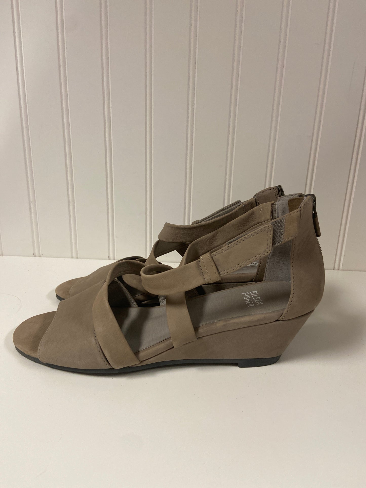 Sandals Heels Wedge By Eileen Fisher In Taupe, Size: 7.5