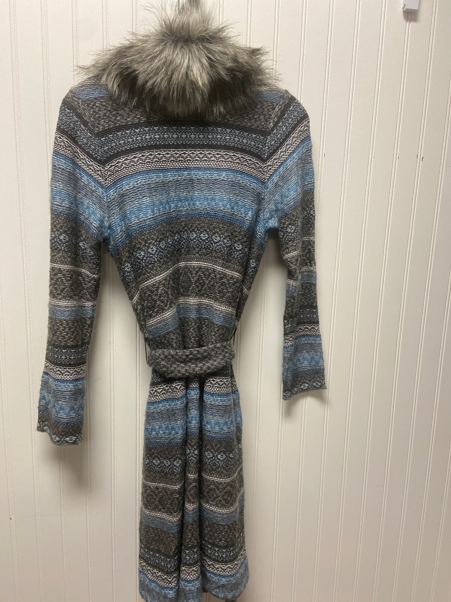 Sweater Cardigan By Chicos In Blue & Grey, Size: S