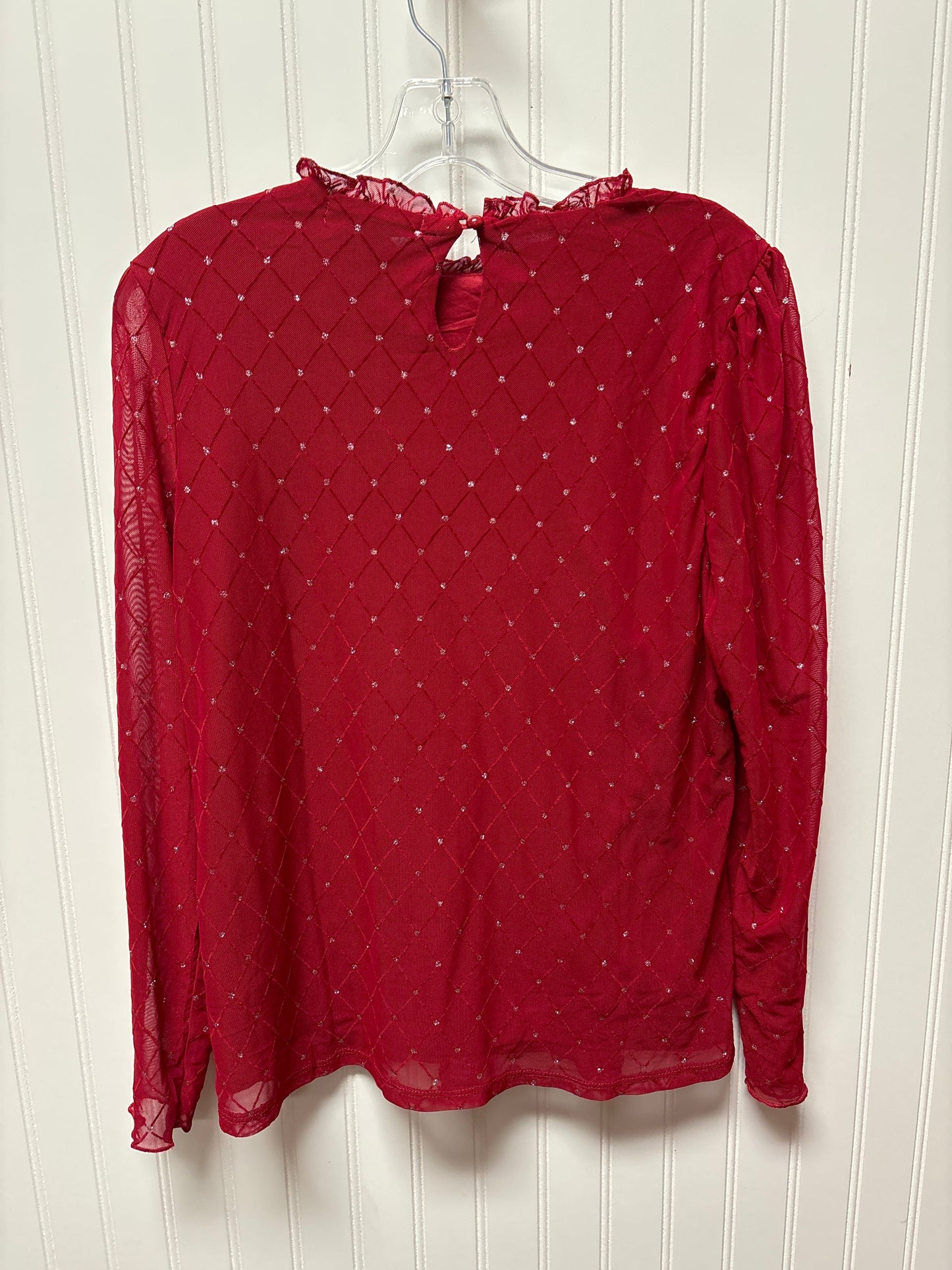 Top Long Sleeve By Adrienne Vittadini In Red, Size: M