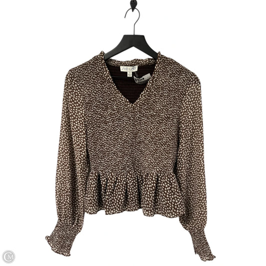 Top Long Sleeve By She + Sky In Brown, Size: S