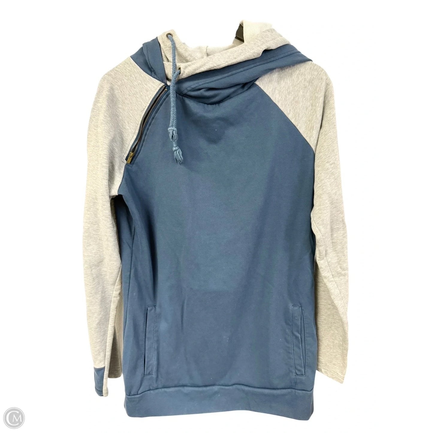 Sweatshirt Hoodie By Clothes Mentor In Blue & Grey, Size: Xxl