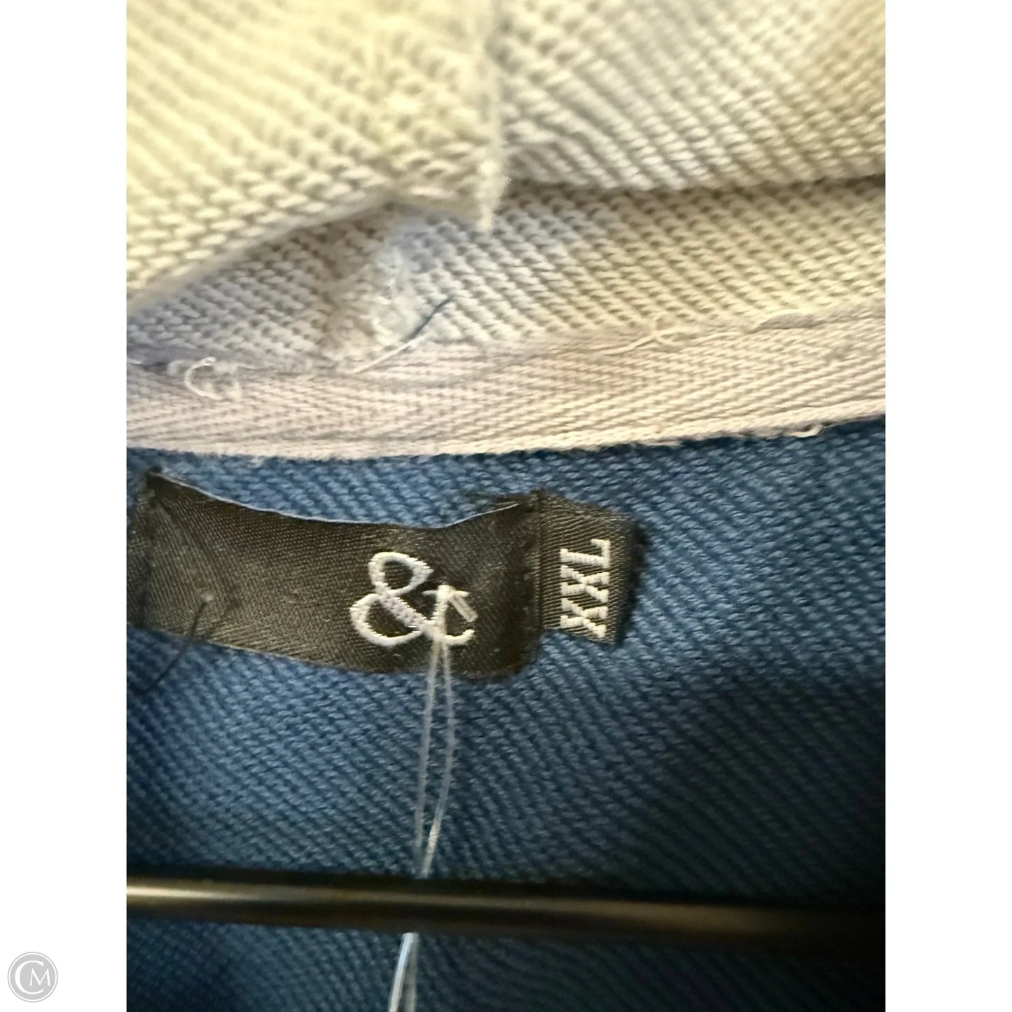 Sweatshirt Hoodie By Clothes Mentor In Blue & Grey, Size: Xxl