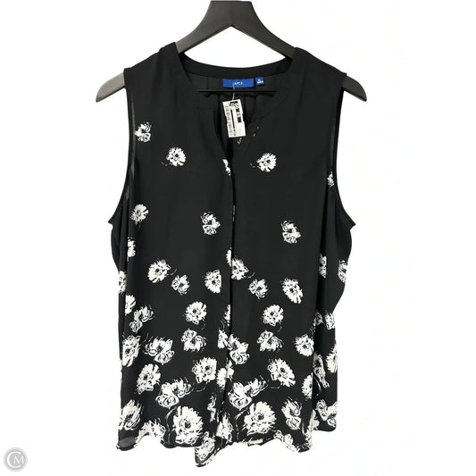 Top Sleeveless By Apt 9 In Black & White, Size: Xl