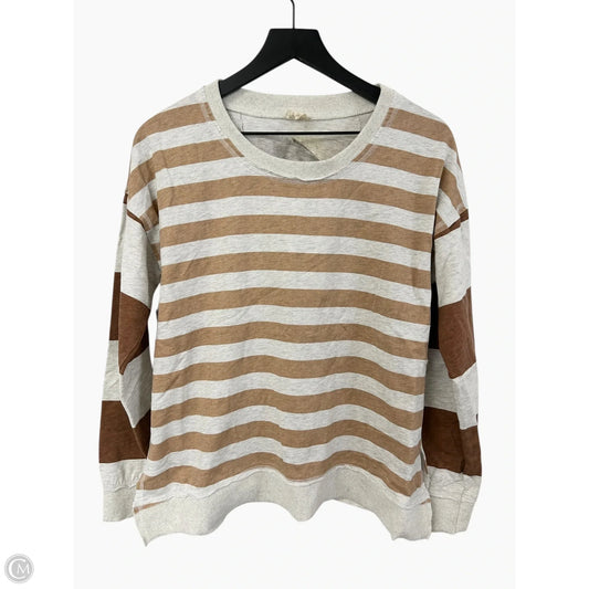Top Long Sleeve By Hem & Thread In Brown & Grey, Size: L