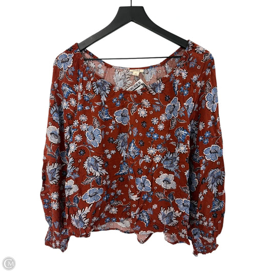 Top Long Sleeve By Ana In Blue & Brown, Size: M