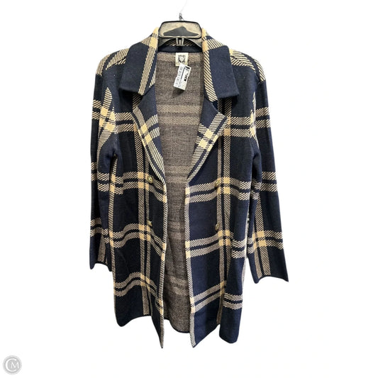 Cardigan By Anne Klein In Blue & Tan, Size: M