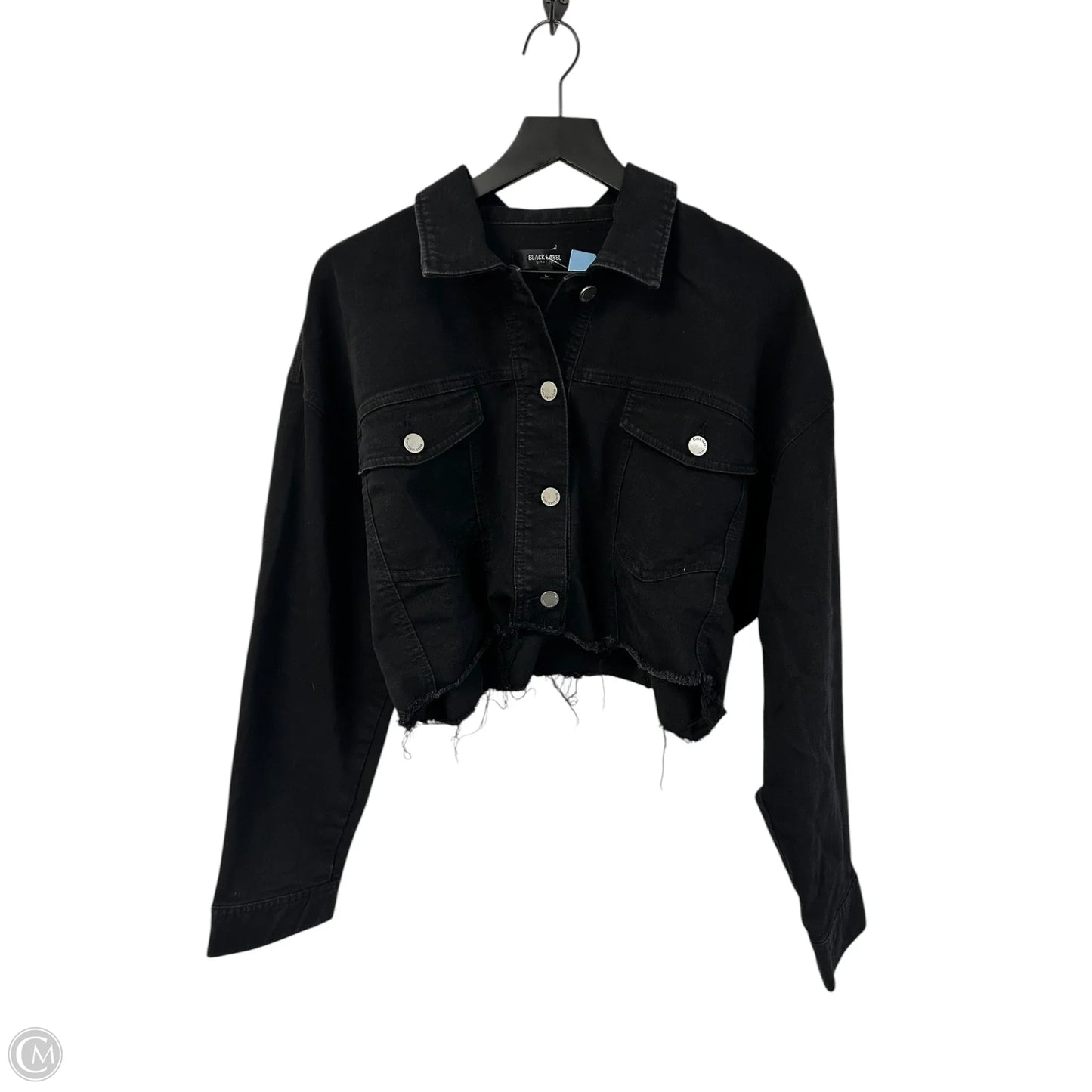 Jacket Denim By Black Label In Black Denim, Size: L