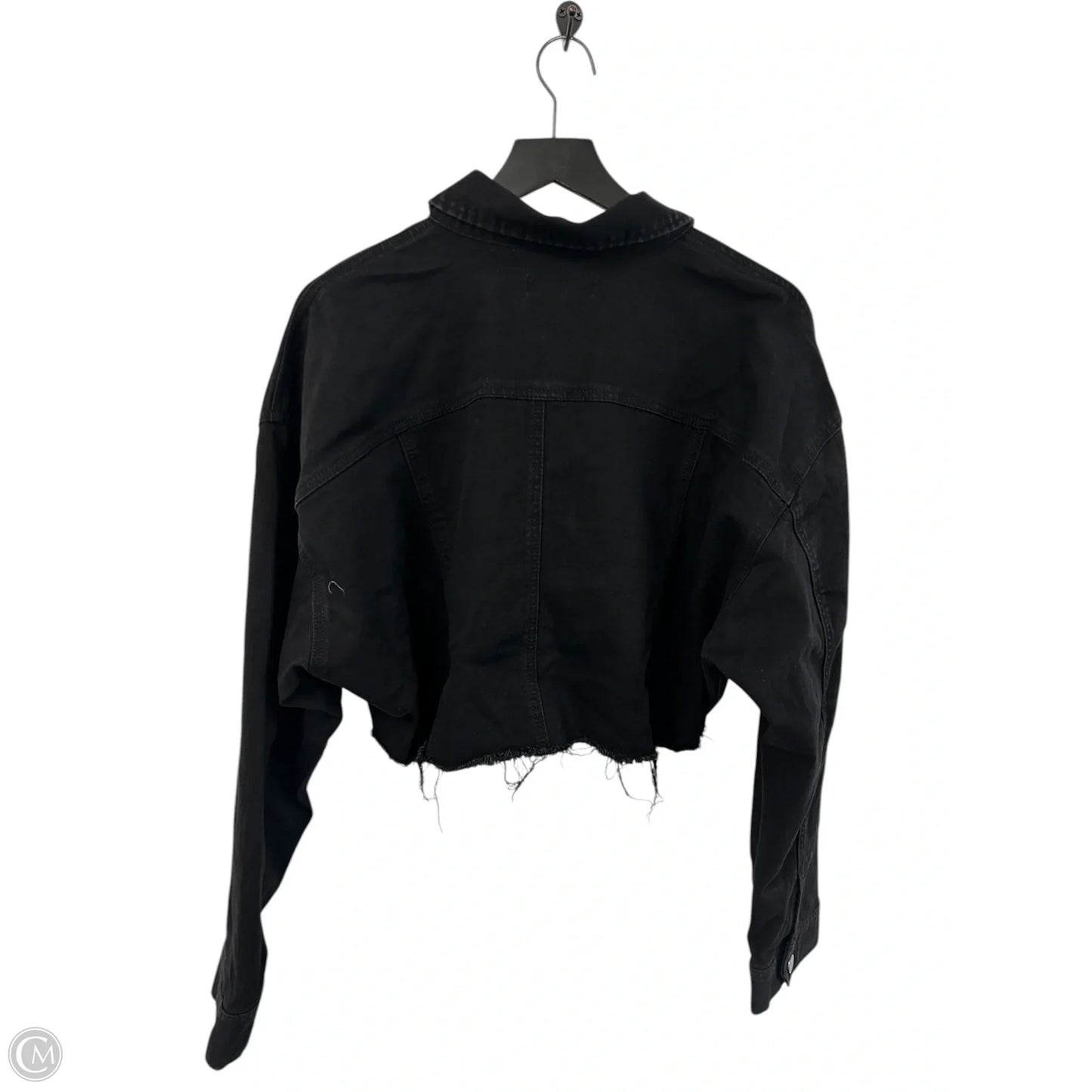 Jacket Denim By Black Label In Black Denim, Size: L
