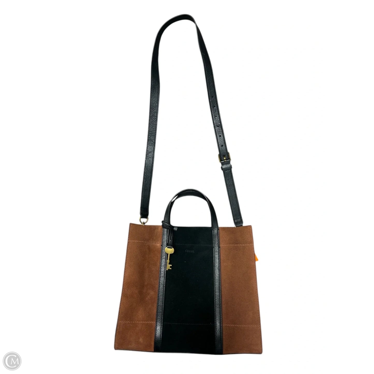 Handbag Leather By Fossil, Size: Medium