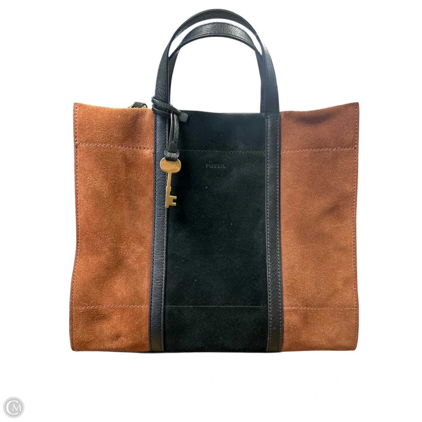 Handbag Leather By Fossil, Size: Medium