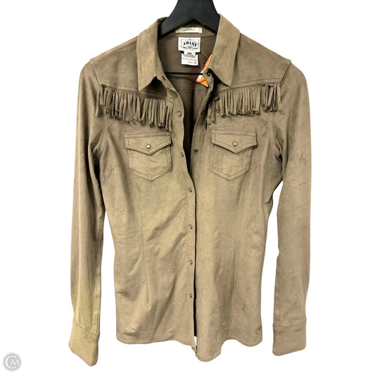 Blouse Long Sleeve By Ariat In Brown, Size: M