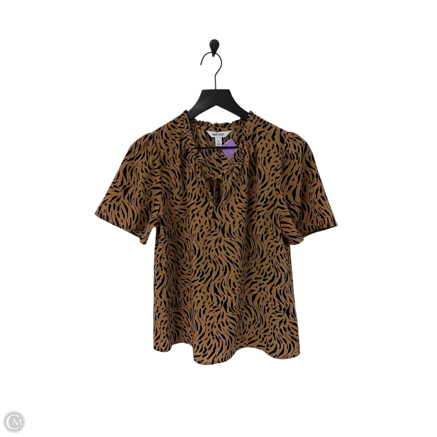 Top Short Sleeve By Nine West In Black & Brown, Size: S