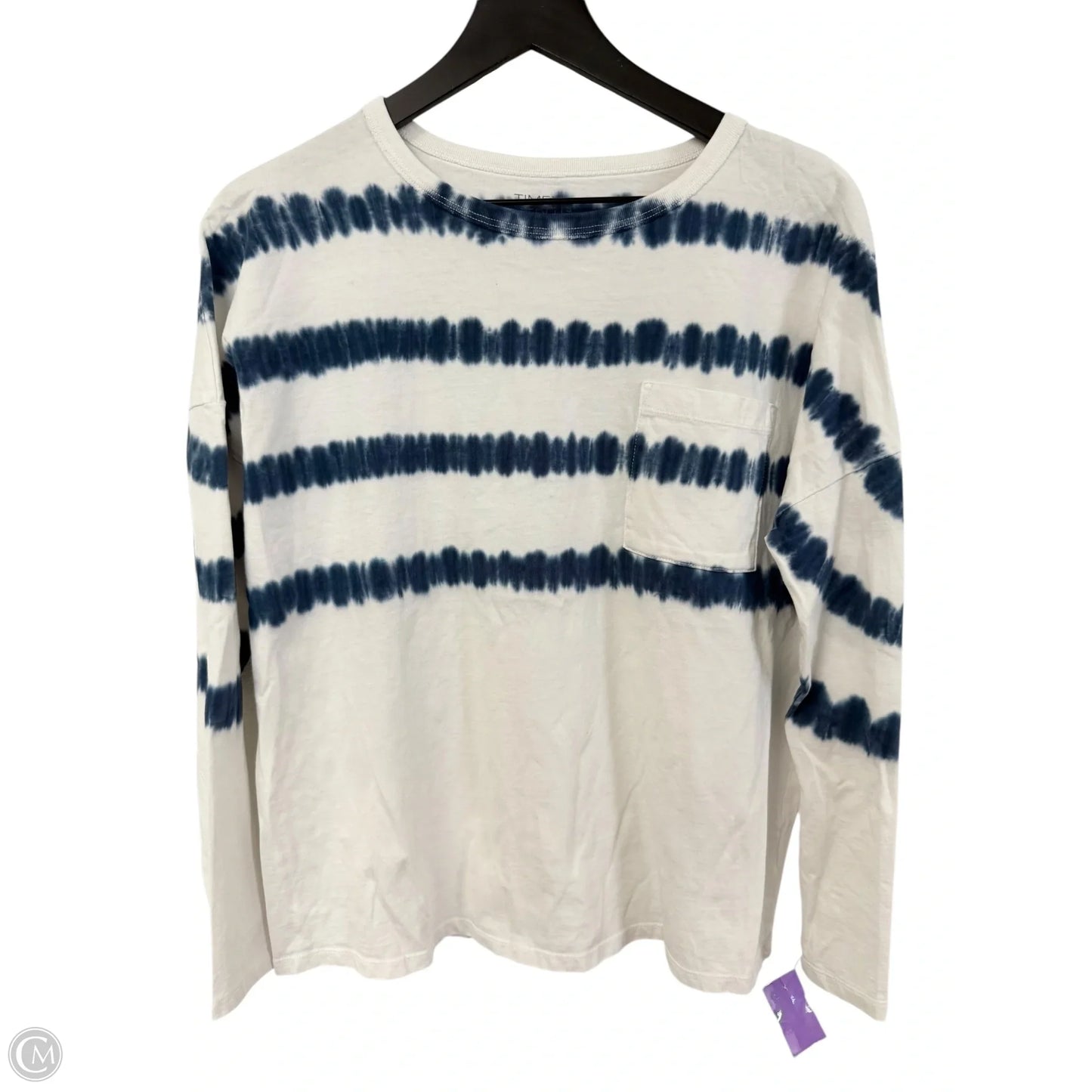 Top Long Sleeve By Time And Tru In Blue & White, Size: S
