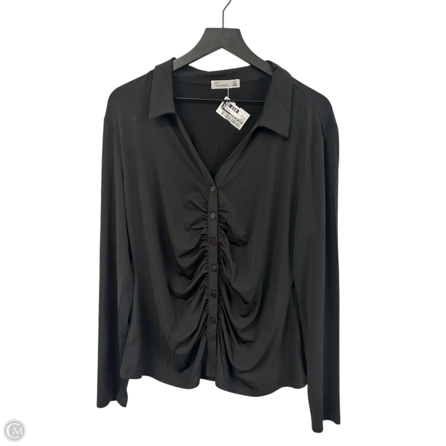 Blouse Long Sleeve By 89th And Madison In Black, Size: Xl
