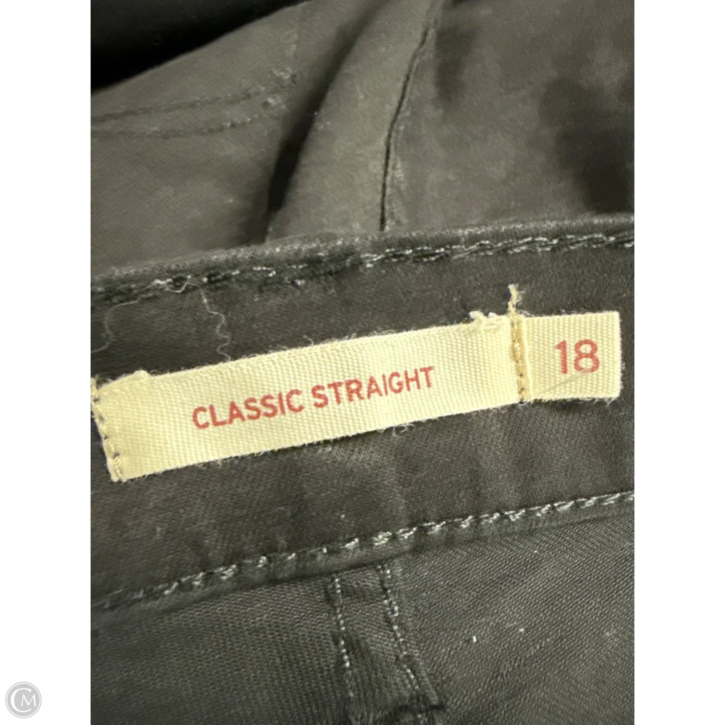 Jeans Straight By Levis In Black Denim, Size: 18