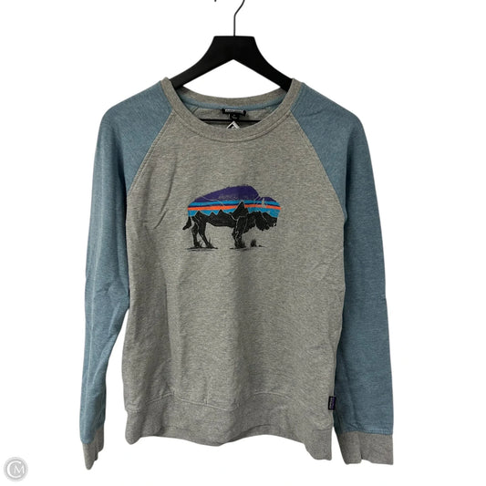 Sweatshirt Crewneck By Patagonia In Blue & Grey, Size: L