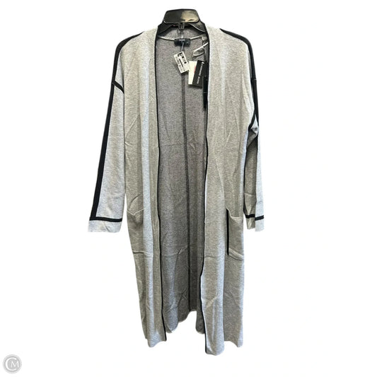Sweater Cardigan By Tahari In Black & Grey, Size: L