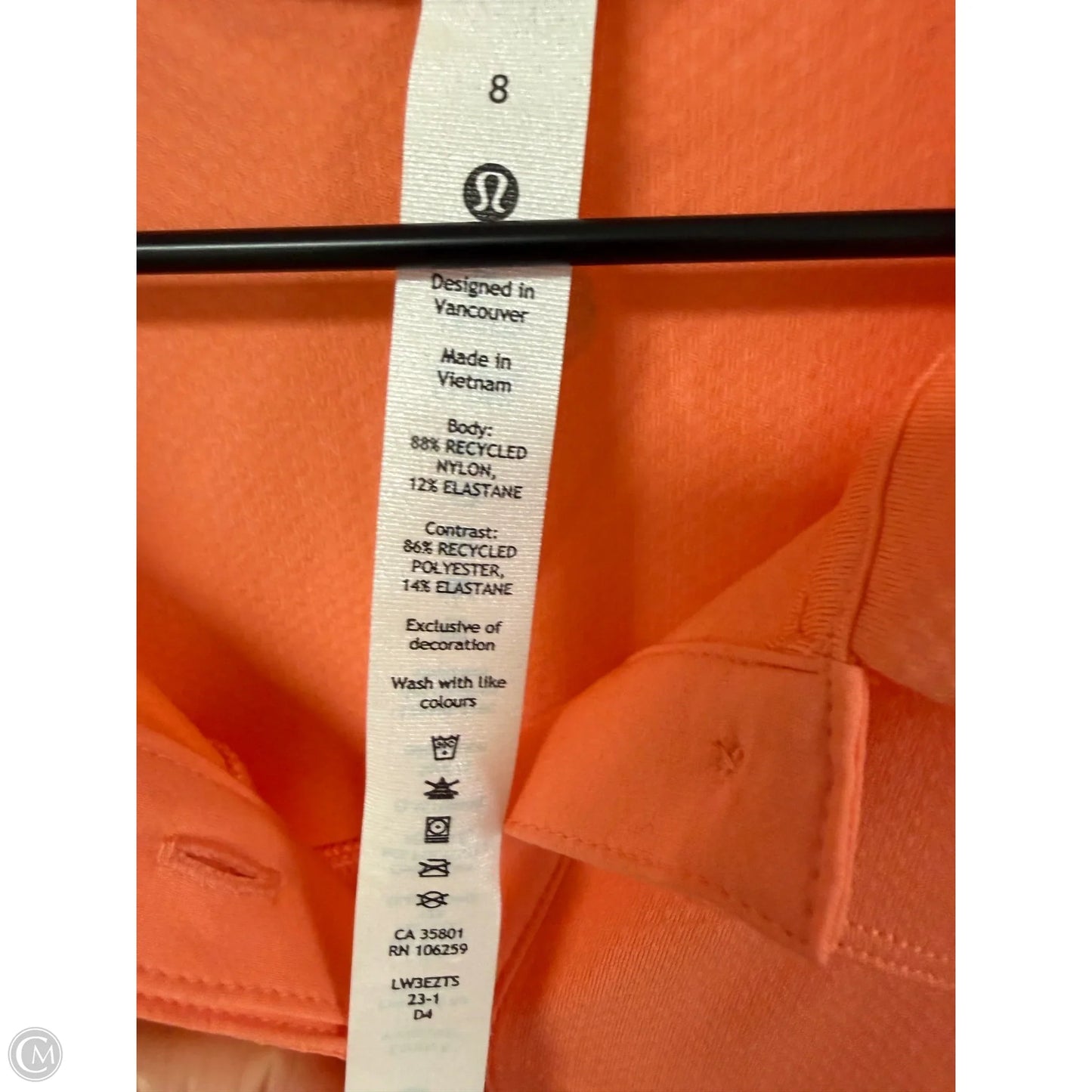 Athletic Top Short Sleeve By Lululemon In Orange, Size: 8
