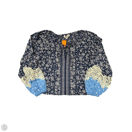 Top Long Sleeve By Loft In Blue & White, Size: S