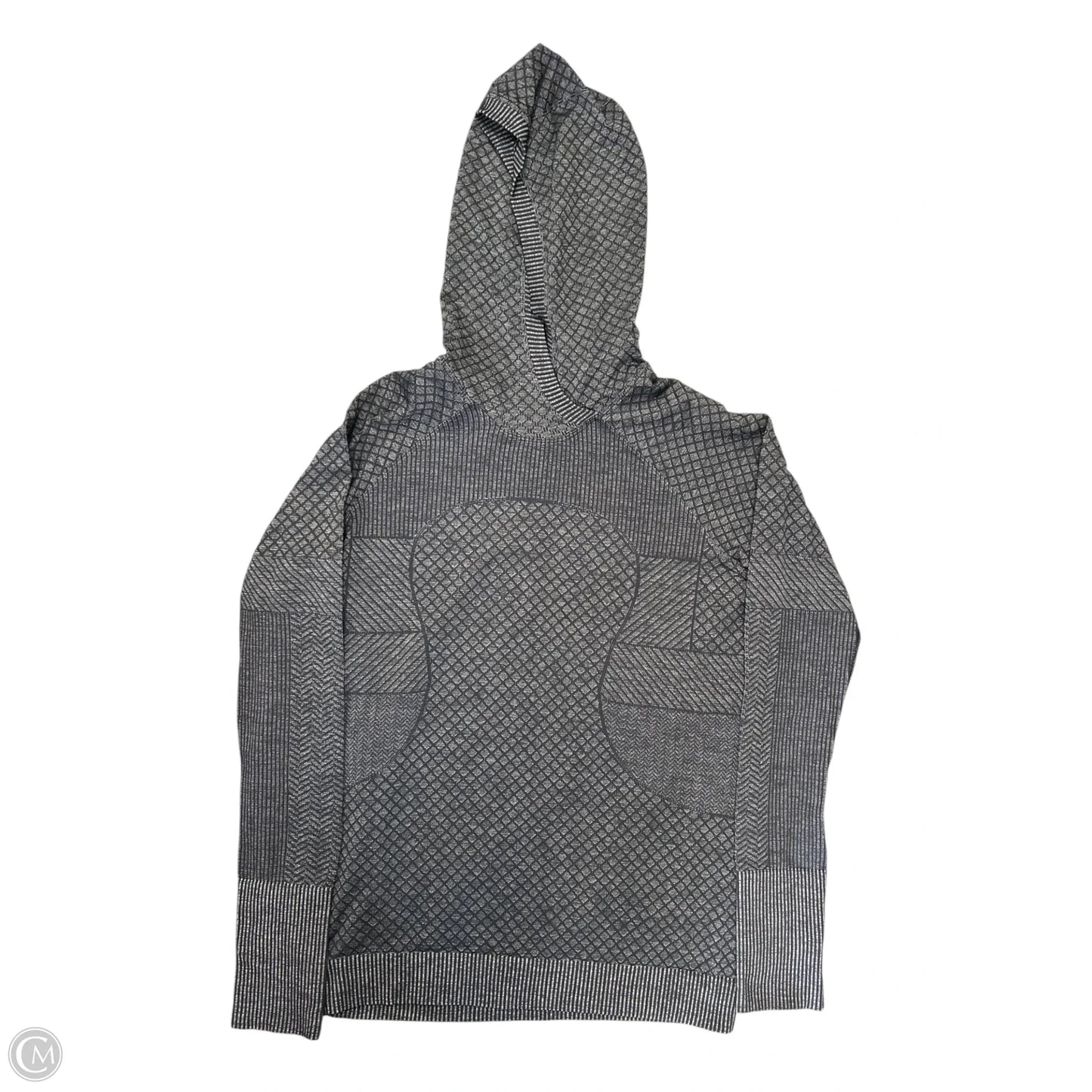 Athletic Top Long Sleeve Hoodie By Lululemon In Black & Grey, Size: 12