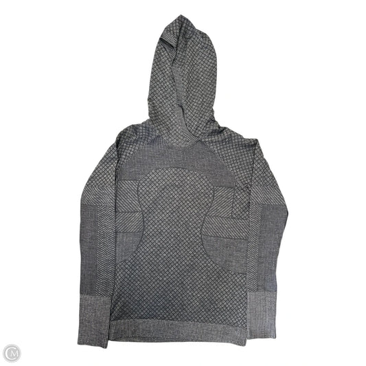 Athletic Top Long Sleeve Hoodie By Lululemon In Black & Grey, Size: 12