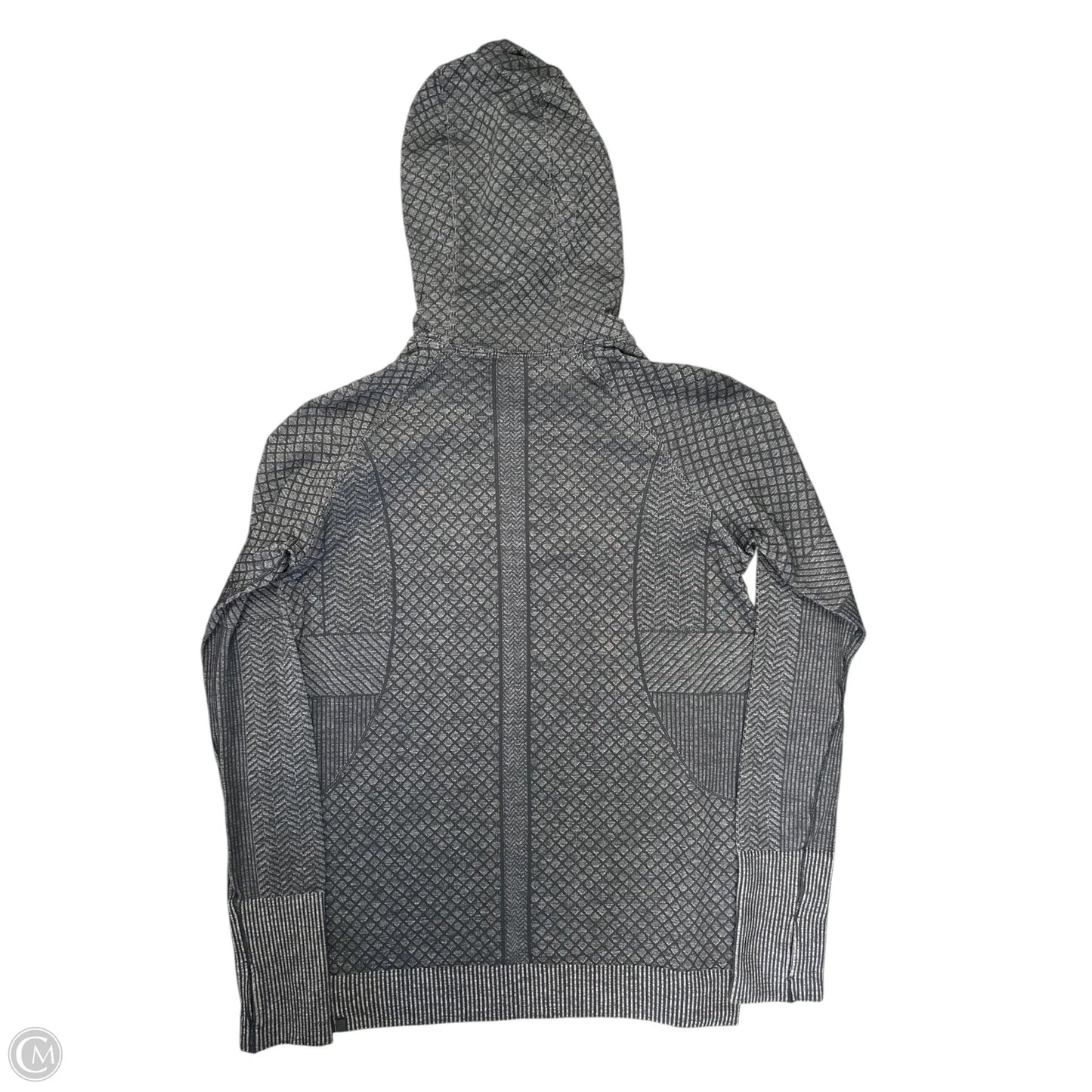 Athletic Top Long Sleeve Hoodie By Lululemon In Black & Grey, Size: 12