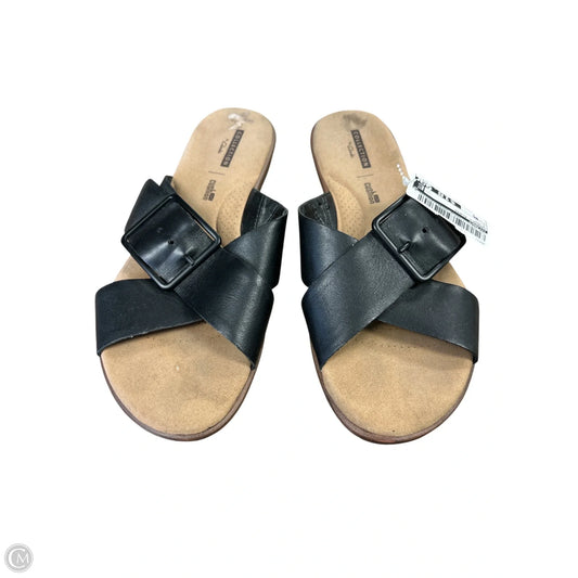 Sandals Flats By Clarks In Black, Size: L
