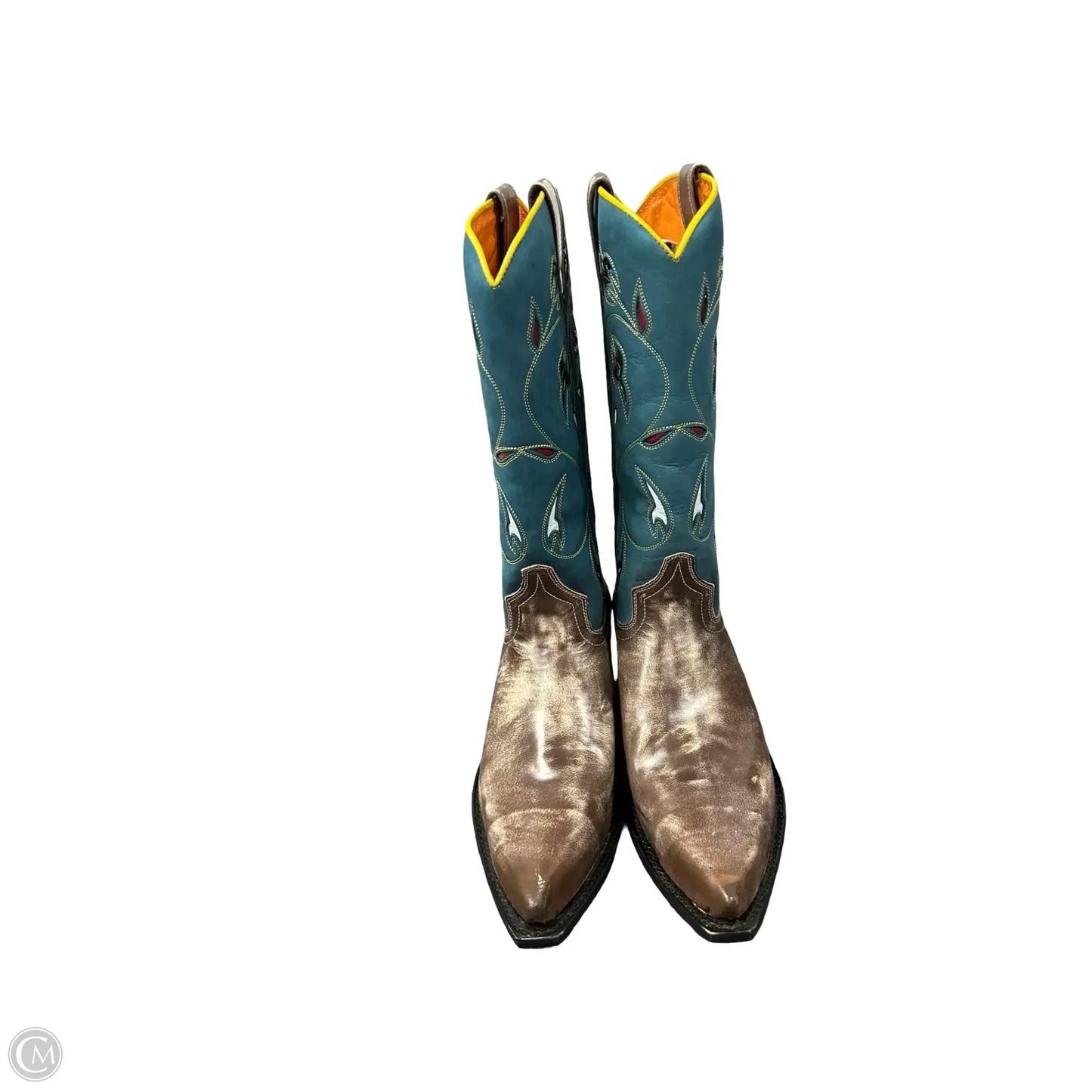 Boots Designer By Frye In Blue & Brown, Size: 8