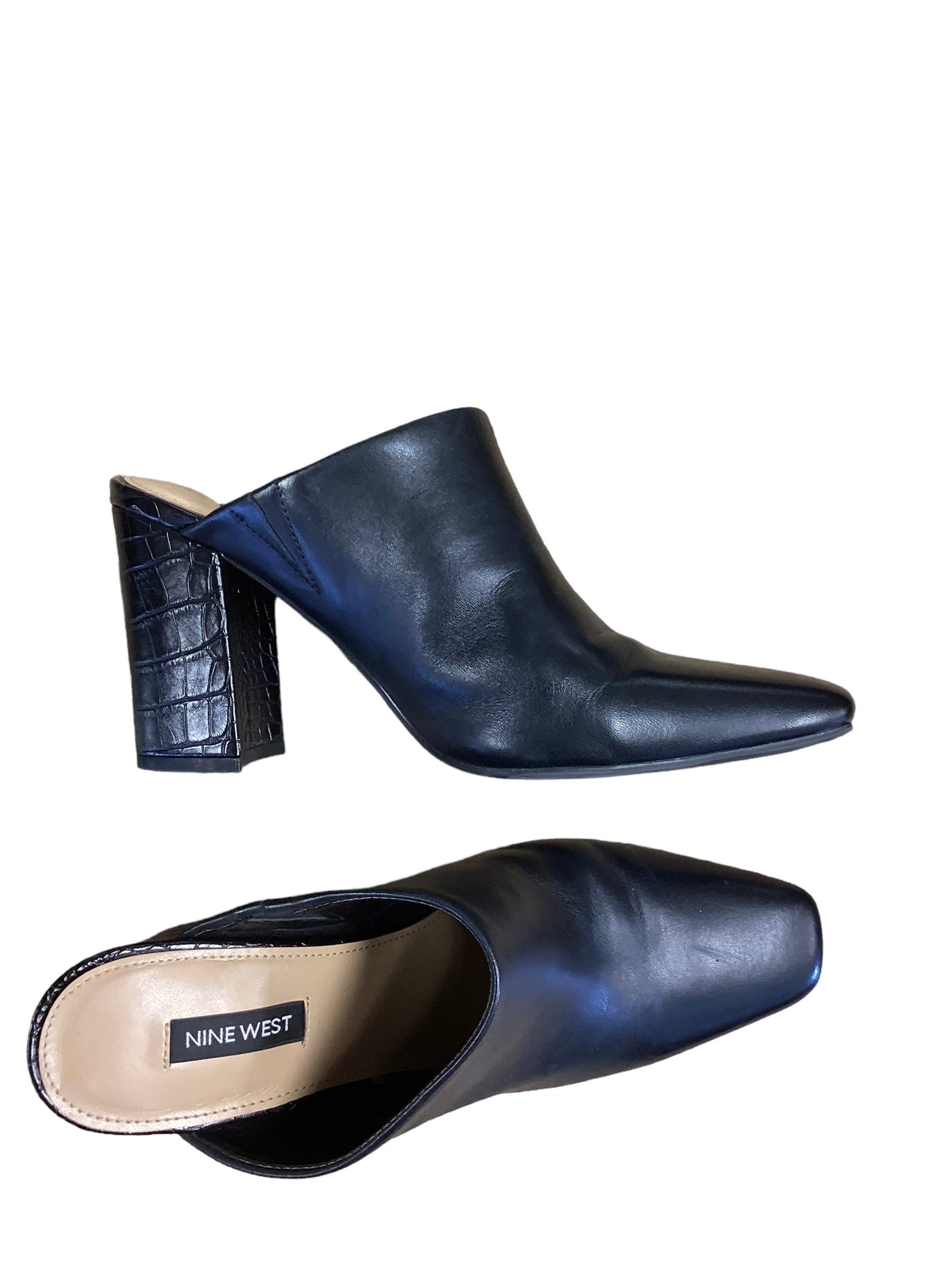 Black Shoes Heels Block Nine West, Size 8.5