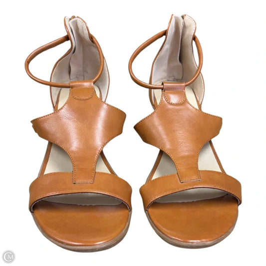 Sandals Heels Wedge By Clothes Mentor In Tan, Size: 9